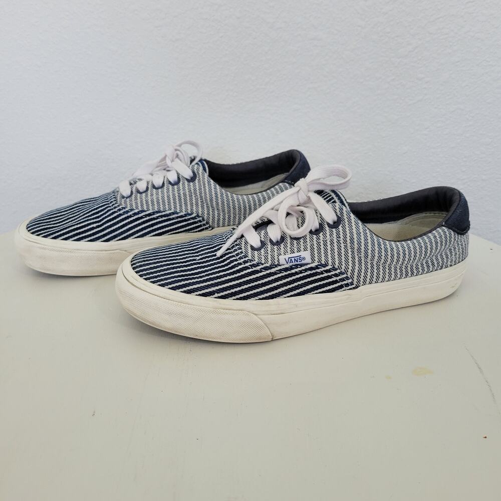 VANS Womens Vault x Mount Vernon Mills Era 59 VLT LX Blue & White Canvas Size 9